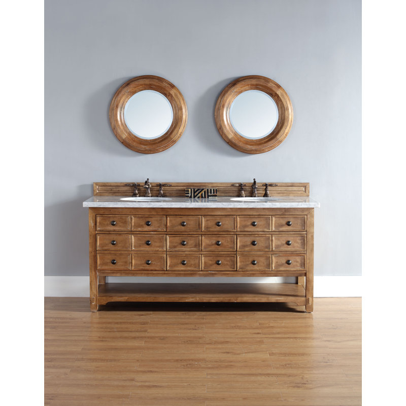 Malibu 72'' W Double Vanity, Charcoal Soapstone, Widespread, Amber Birch