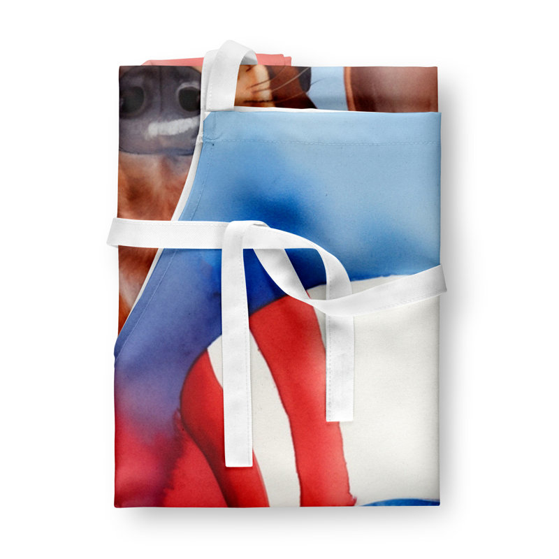 Patriotic American Apron, Brown Dachshund