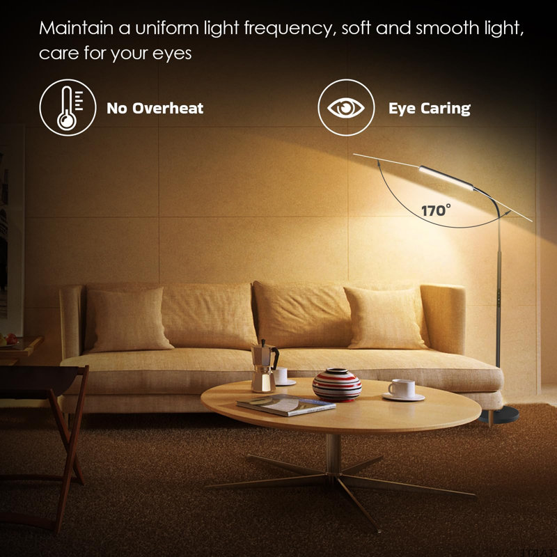 Bright 15w Led Floor Lamps For Living Room With 1h Timer,standing Lamp With Remote & Touch Control, Black