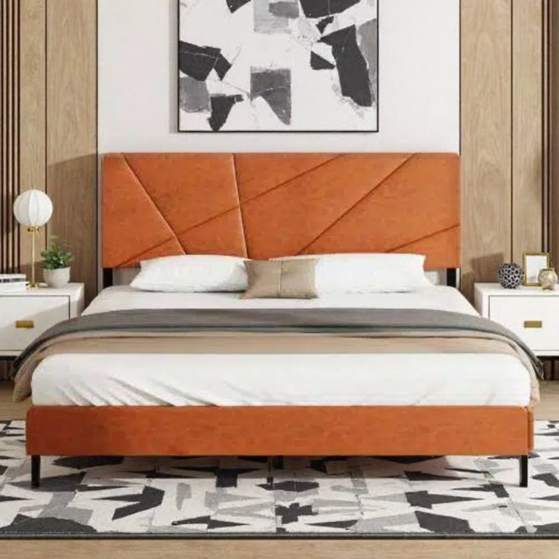 Structure de lit plateforme 82 po | Bois brun rétro + métal de style industriel, support de 800 lb, lattes silencieuses, rangement sous le lit de 12 po, sans sommier, assemblage en 45 minutes