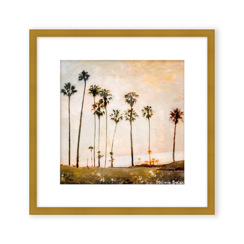 Coastal Retreat Golden Hour Glow by  - Picture Frame Painting, 24" H x 24" W x 1.125" D, Framed Matted Print, Gold