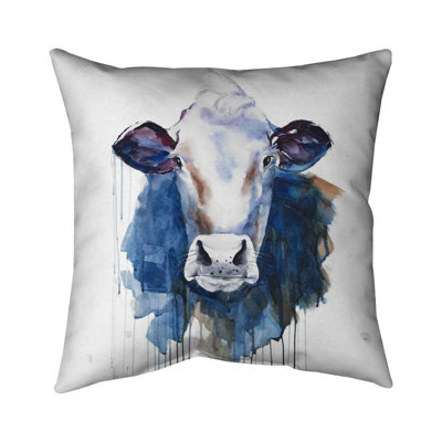 Watercolor cow - 18"x18" Throw pillow - Poly twill - Print on demand