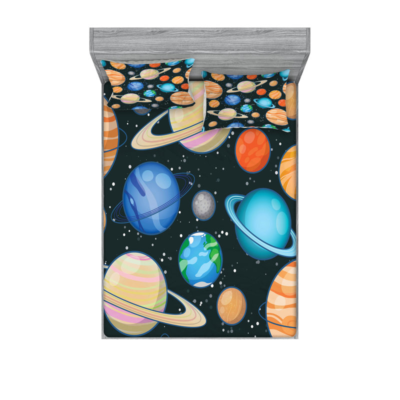 Multicolore drap-housse et coussin décoratif Ambesonne Galaxy, Ensemble de draps pour grand lit + 5 pièces suppl