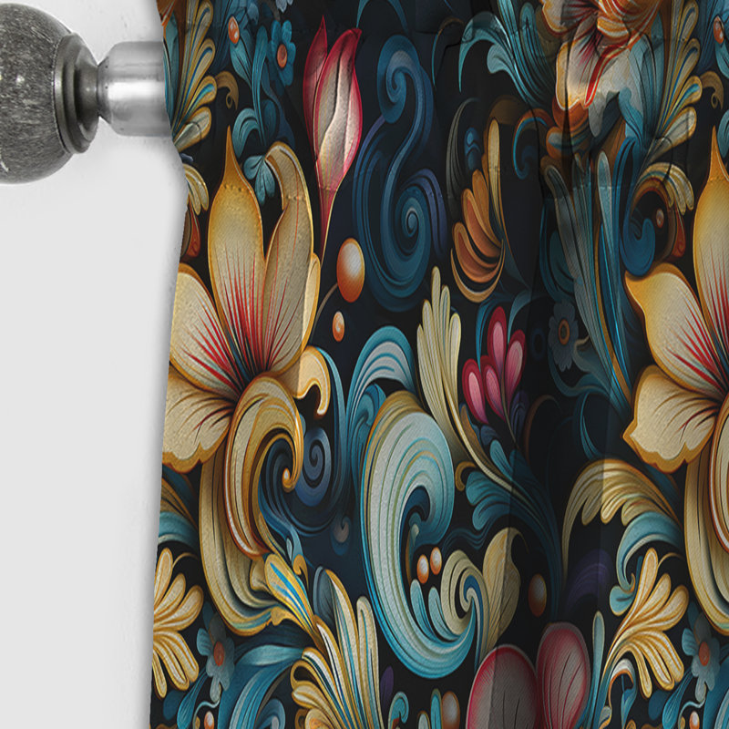 Motif cachemire rétro I - motif floral - rideau occultant - 1 panneau, L 52 po x L 90 po