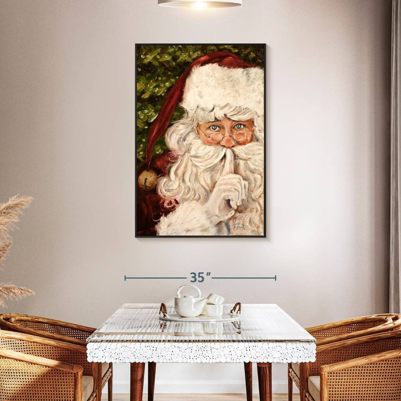 Père Noël secret, 31 po x 46 po, Cadre flottant noir