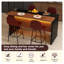 Ensemble d'îlot de cuisine 63 pouces avec éclairage à DEL et 4 tabourets de bar brun foncé - table de salle à manger en marbre noir pour espaces ouverts-1661947680-1661947687