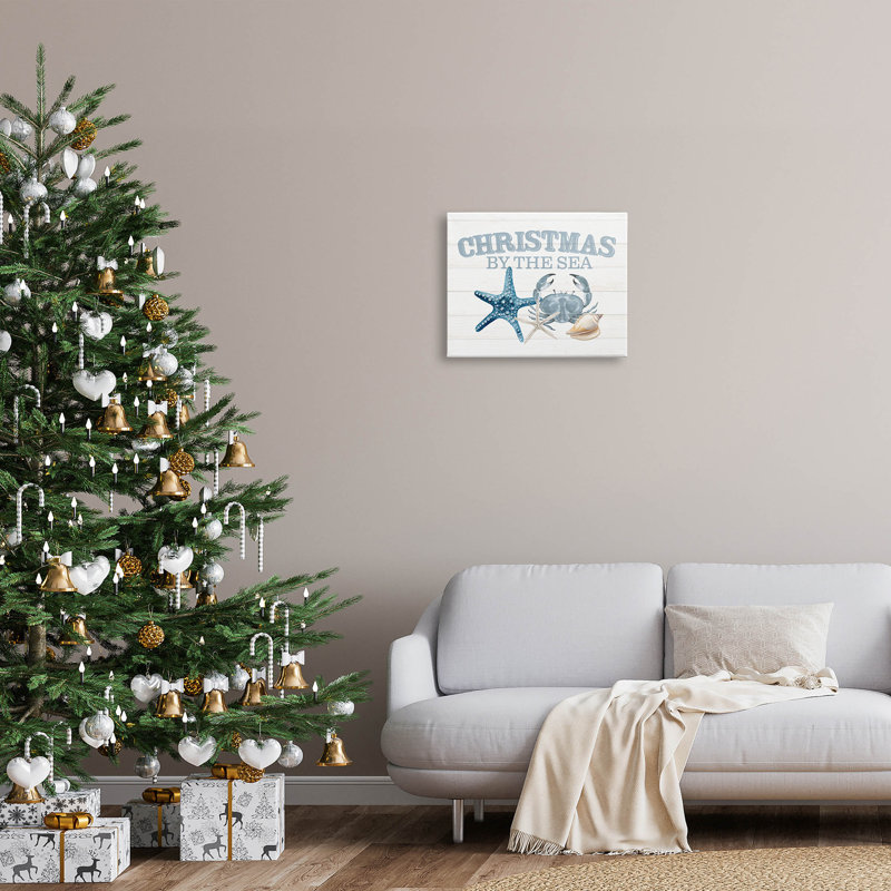 Art mural sur toile de Noël par la mer par Kim Allen, H 16 po x l 20 po x P 1,5 po