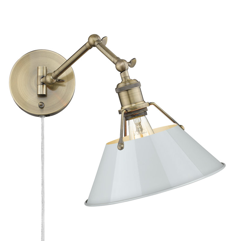 Lampe murale avec bras pivotant à 1 lumière Weatherford, Bleu sombre, Laiton vieilli