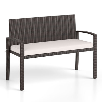 2-Person Patio Loveseat w/ Removable Seat Cushion Metal Frame Backrest by Winston Porter