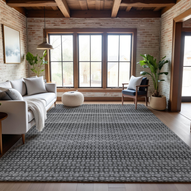 Premium Machine Washable Elize AMF1419 Stripes Rug, Rectangle 9' x 12'