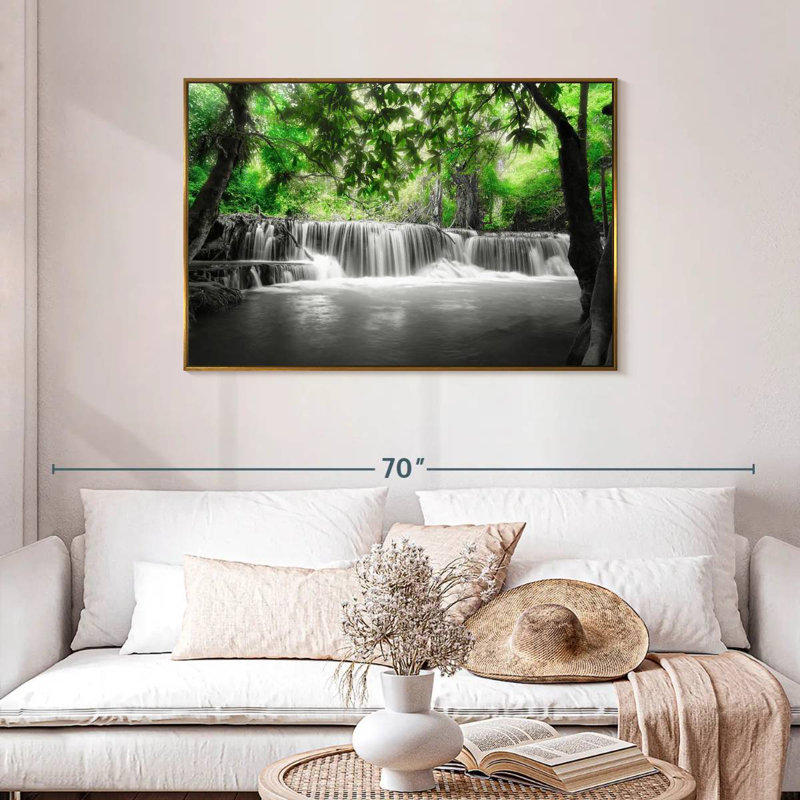 Cascade tropicale Pop, Cadre flottant doré, 43 po x 29 po