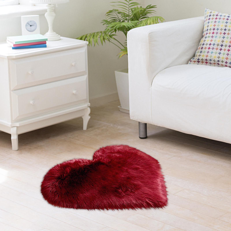 Tapis de chambre à coucher en imitation laine, Red wine, Rectangle 10.24 " x 6.3 "