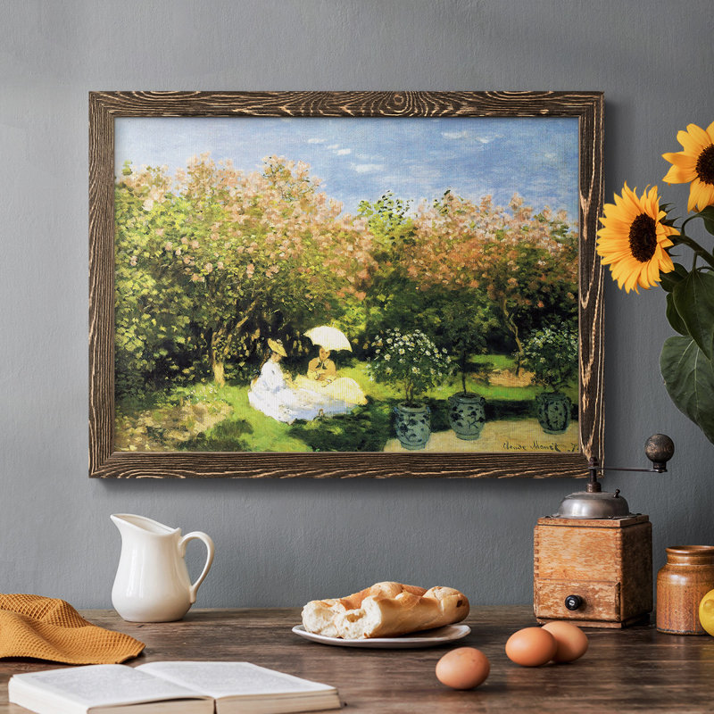 Le jardin, 1872, peinture sur toile encadrée, Noyer, H 18 po x l 26 po x P 1,5 po