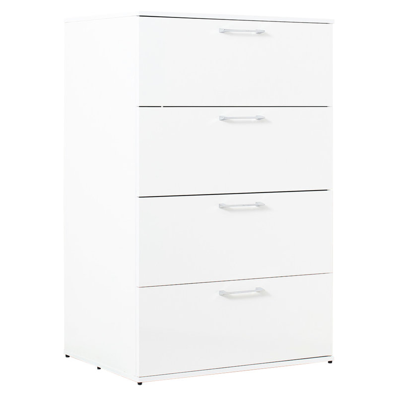 Jumbo Storage Chest In Glossy White With Deep Drawer Capacity Four Dresser - Extra Space For Larger Objects, Full Extension Bearing Slides Easy Retrieval, Water & Heat Build, Stain Scratch Finish, E0