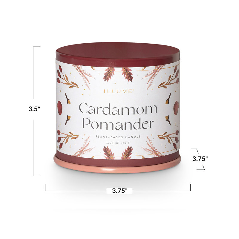 Red Fall Soy Scented Tin Candle with Cardamom Pomander