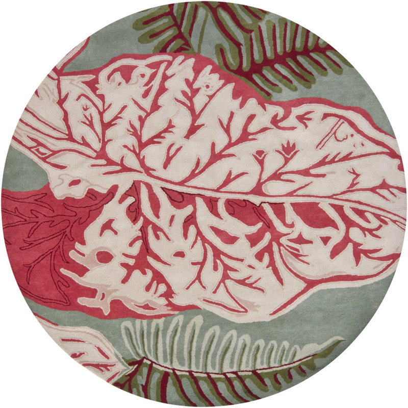 Tapis rose en laine Kruger, Rond 7 pi 9 po