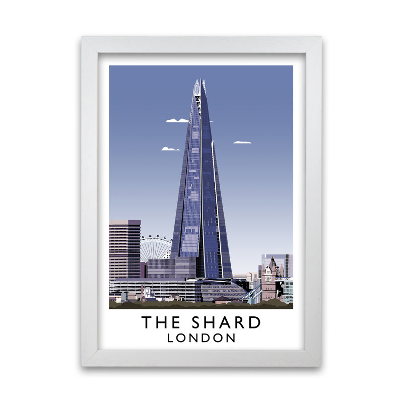 The Shard London by Richard O'Neill - Single Picture Frame Print, White, 297 cm H x 21 cm W