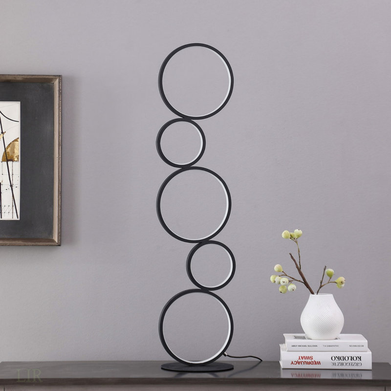 Lampe de table à 38 anneaux en métal noir mat 38,5 po In Else