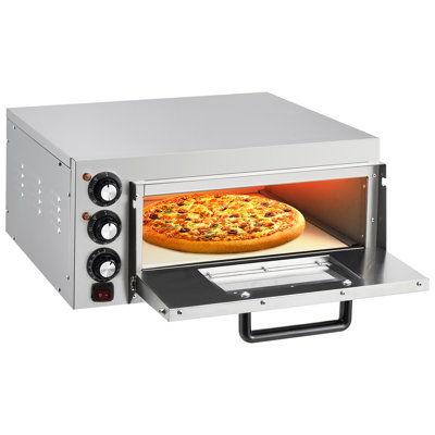 Countertop Electric Pizza Oven for Indoor Use, 14" Single Deck Commercial Pizza Maker, 1800w Stainless Steel Tabletop Pizza Oven with Timer, Removable Crumb Tray, for Home Kitchen, Restaurant