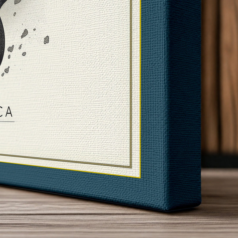 Leaping Orca Minimalist - Wrapped Canvas, 36x24 - 91.4 x 61.0 cm, Teal Border