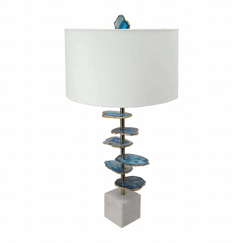 Table Lamp, With Marble Base, Blue