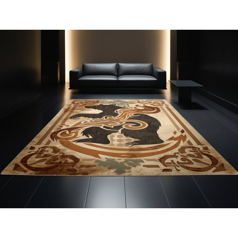Tapis moelleux moelleux à l'aspect rétro et rustique en velours beige, 6x9