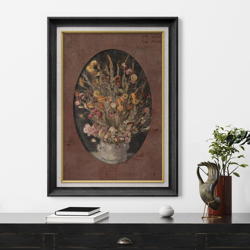 Floral Botanical, impression sur papier, Cadre noir, Pas de tapis