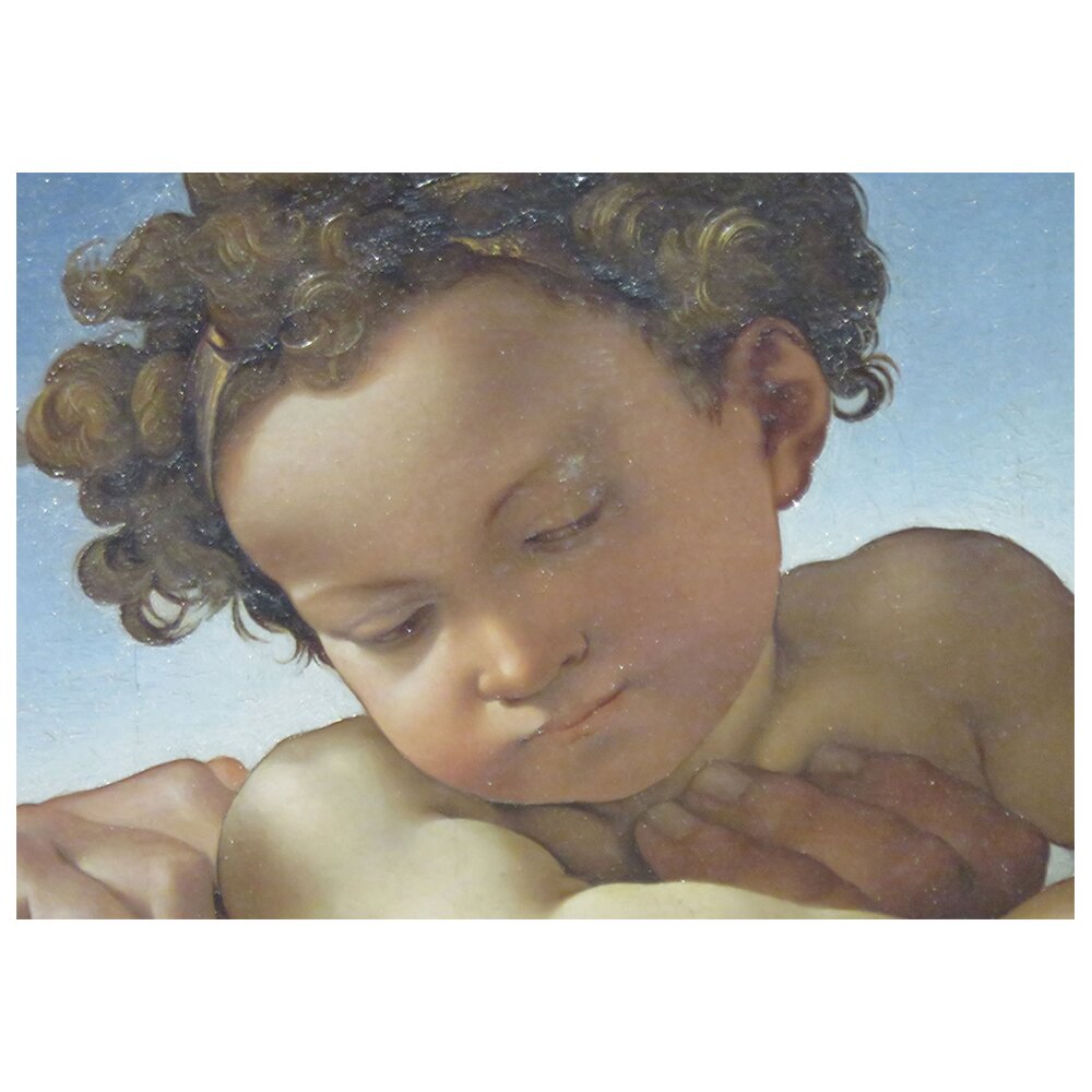 Leinwandbild Heilige Familie mit Johannes dem Täufer (Detail des Kindes) von Michelangelo