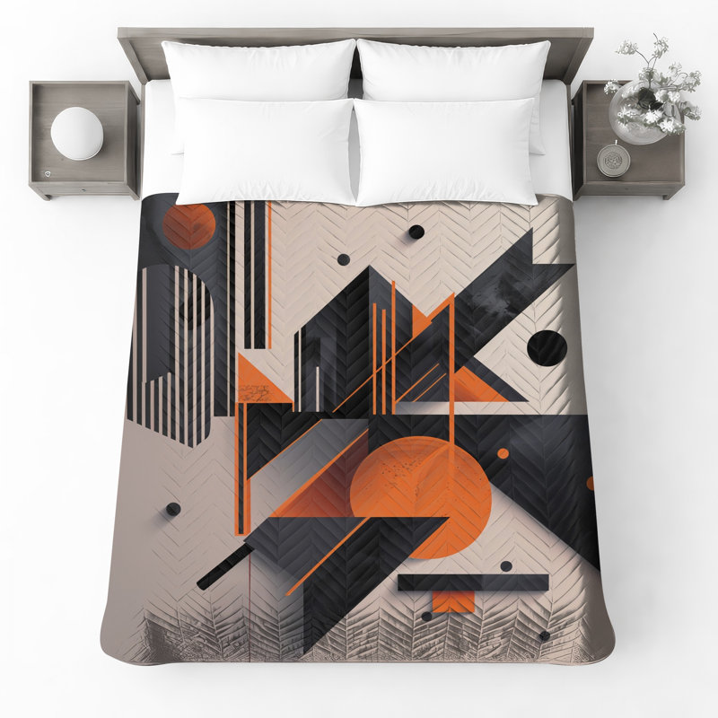 Couvre-lit matelassé à motif géométrique abstrait toutes tailles, Grand lit