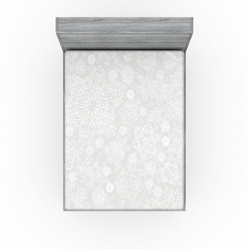 Drap-housse Ambesonne, paquet de 2, Drap-housse grand, Gris / motif floral blanc 2