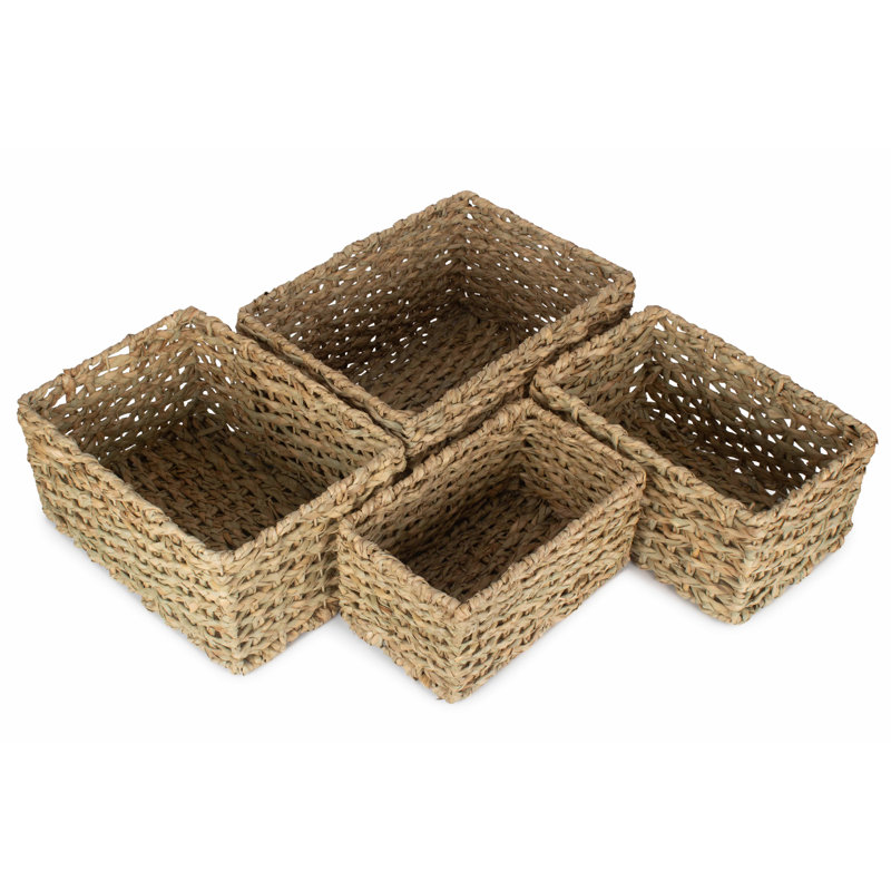 Bloomsbury Market Wicker 4 Piece Thatch Grass Storage Basket Set
