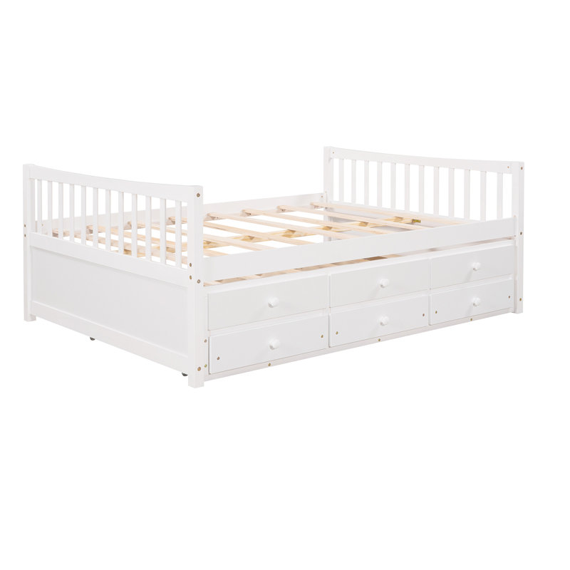 Full Size Daybed With Twin Size Trundle And Drawers, Full Size, White