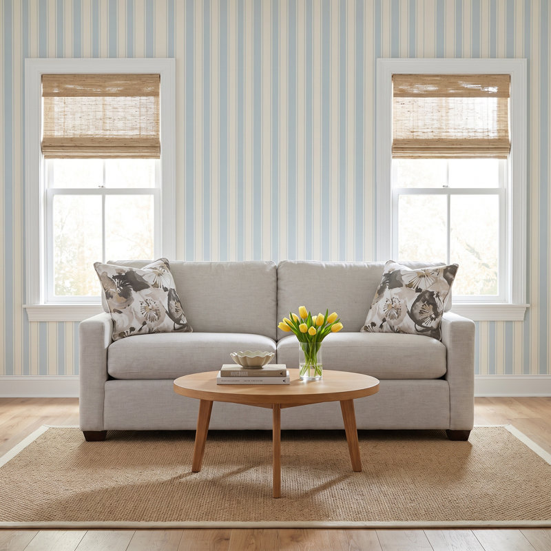 Gramercy Park Upholstered 81'' Sofa, Taupe Plaid; 0126-73, Havana Finish