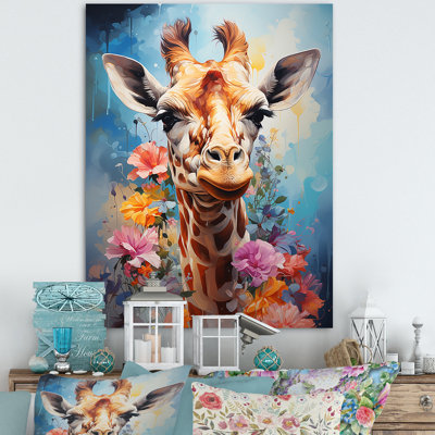 Popart Art, girafe multicolore Grace I sur toile