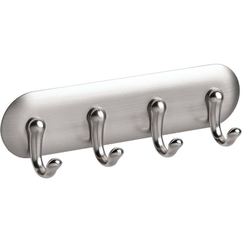 iDesign 54470 Key Rack 7" L Brushed Silver Stainless Steel Small 4-Hook Brushed