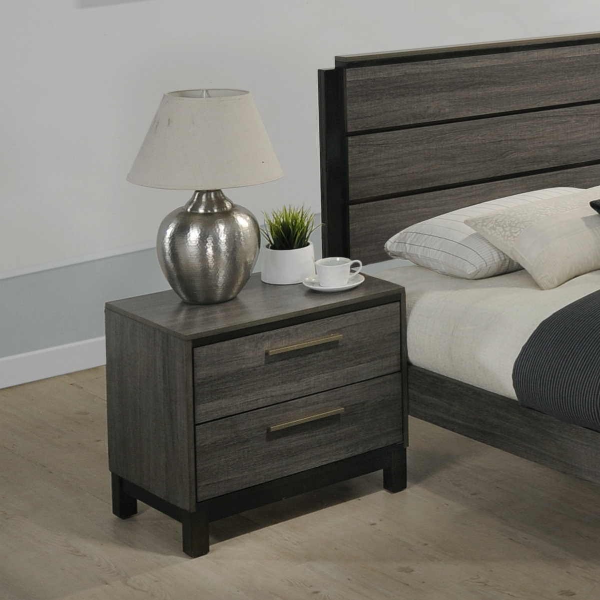 Tall deals grey nightstand