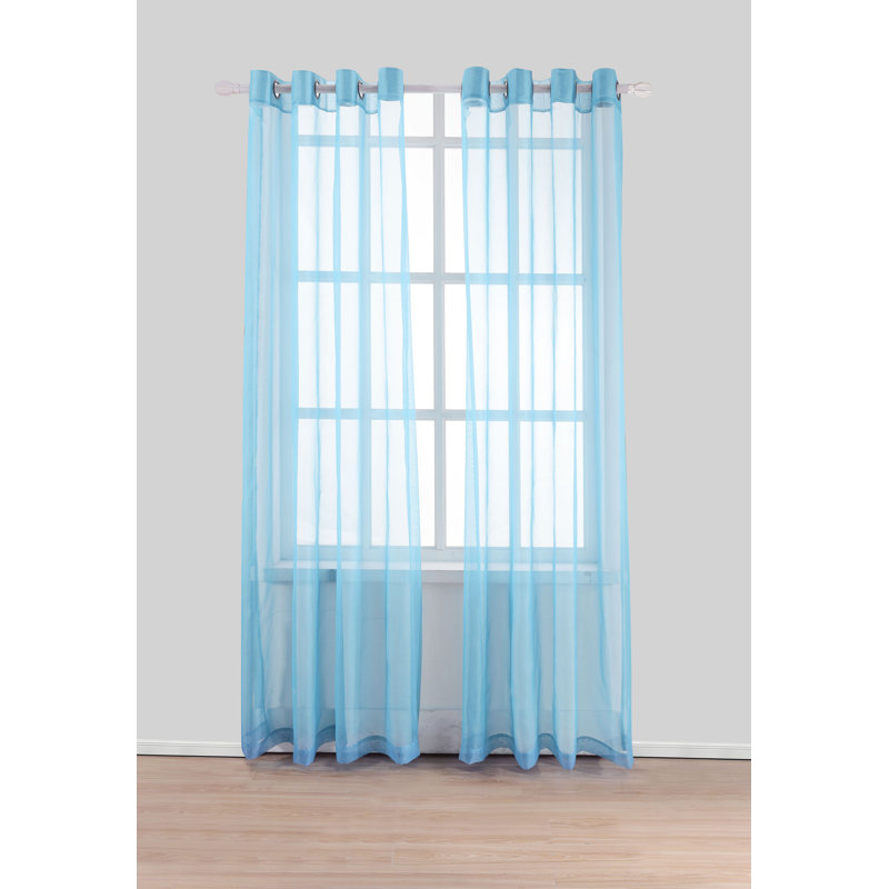 Paire de rideaux transparents avec œillets Johson, Turquoise