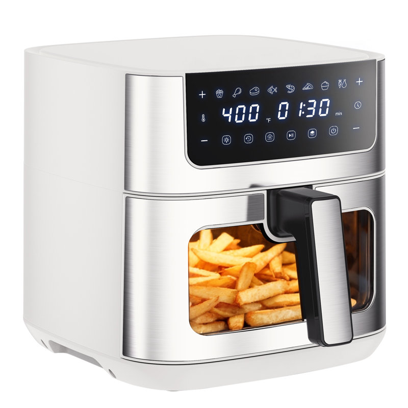 6.3 Quart Digital Air Fryer with Viewing Window & 304 Stainless Steel Coating, Compact Size, White