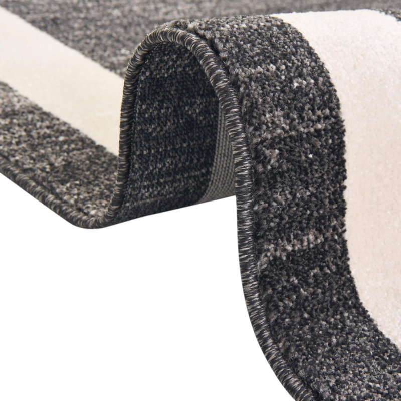 Tapis noir / ivoire Cregan, Rond 6 pi 1 po x 6 pi 1 po
