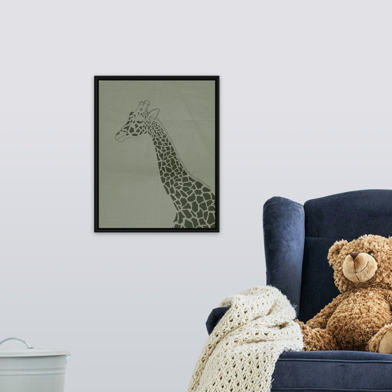 Décoration murale pour enfants giraffe ii, H 20 po x l 16 po x P 1,2 o, Cadre pour toile flottant noir