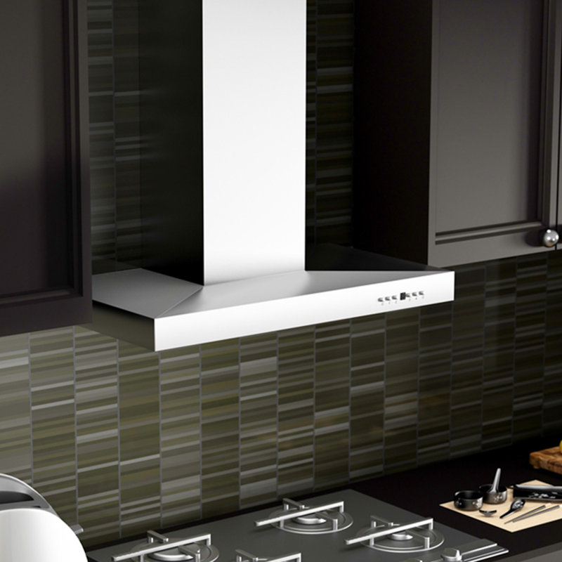 42" KE 400 CFM Convertible Wall Mount Range Hood in Brushed Stainless Steel