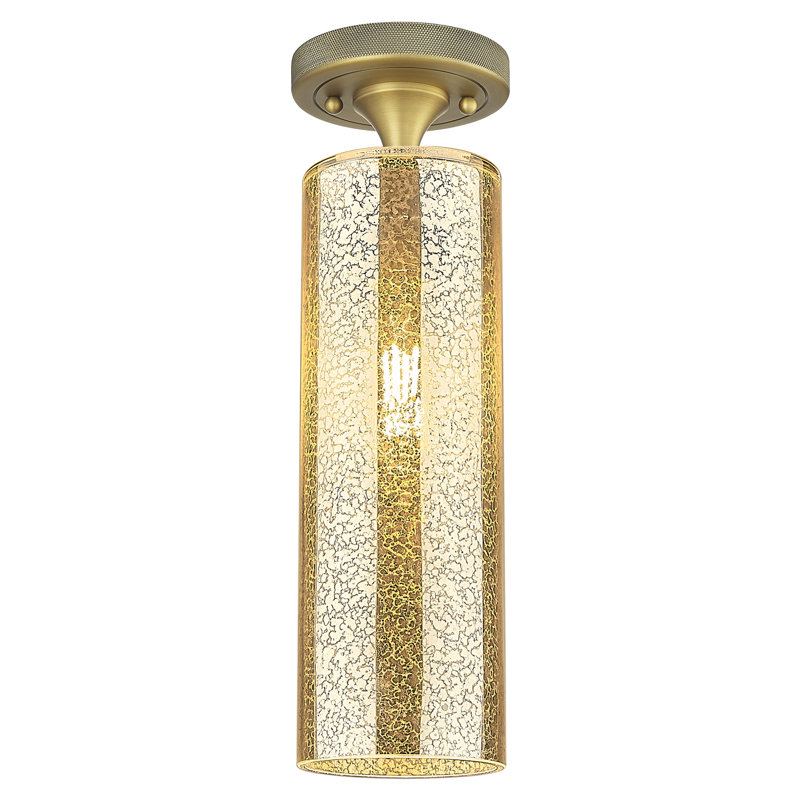 Plafonnier encastré 1 lumière Crown Point, Laiton brossé, H 12 po x l 3,88 po x P 3,88 po, Mercure