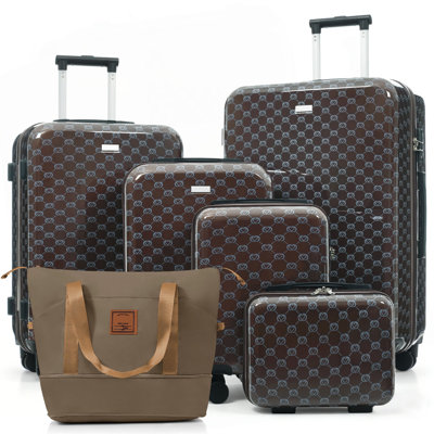 6-Piece Hardside Luggage Set with TSA Lock, 14/16/20/24/28 Inch ABS Spinner Suitcase Set with Expandable Travel Duffel Bag