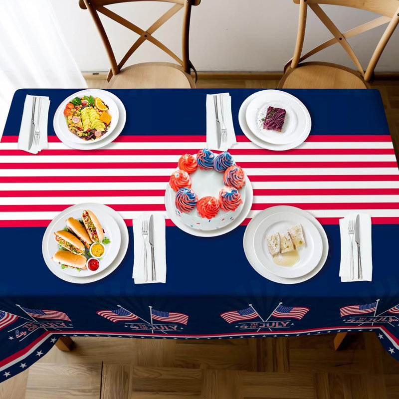 Nappe du 4 juillet, nappes de drapeau américain, paquet de 2 housses de table en plastique jetables du 4 juillet