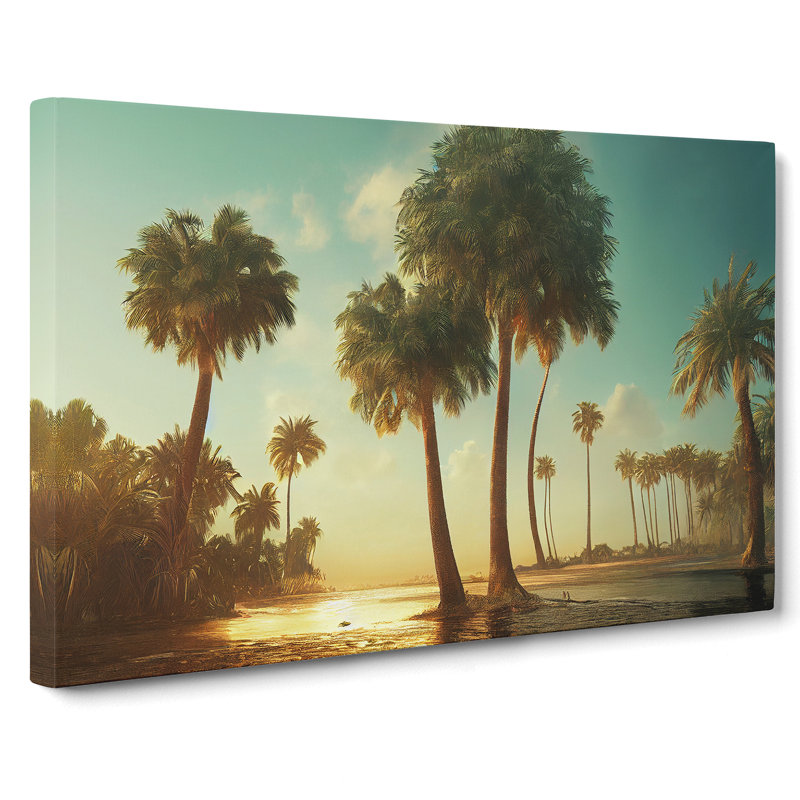 Beaming Palm Trees - Wrapped Canvas Print, 35cm H x 50cm W x 3cm D
