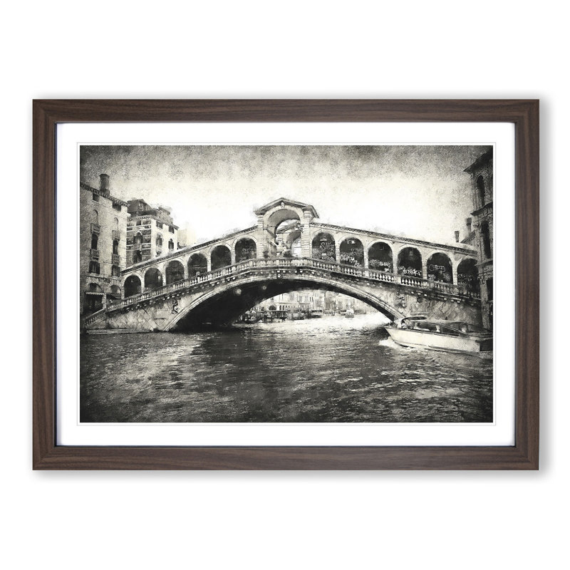 Rialto Bridge Venice Italy - Picture Frame Painting Print, Walnut Framed, 62cm H x 87cm W x 2cm D