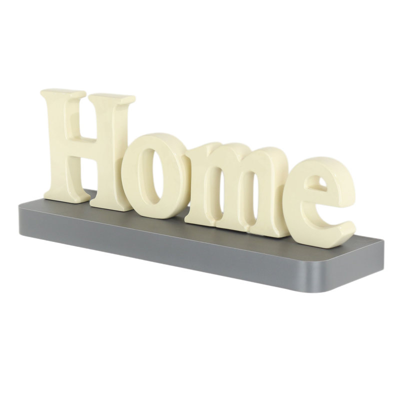 Floating Narrow Wall Shelf, Rounded Front Corners, Foiled Finish, 3.8 cm H x 80 cm W x 14.5 cm D, Grey