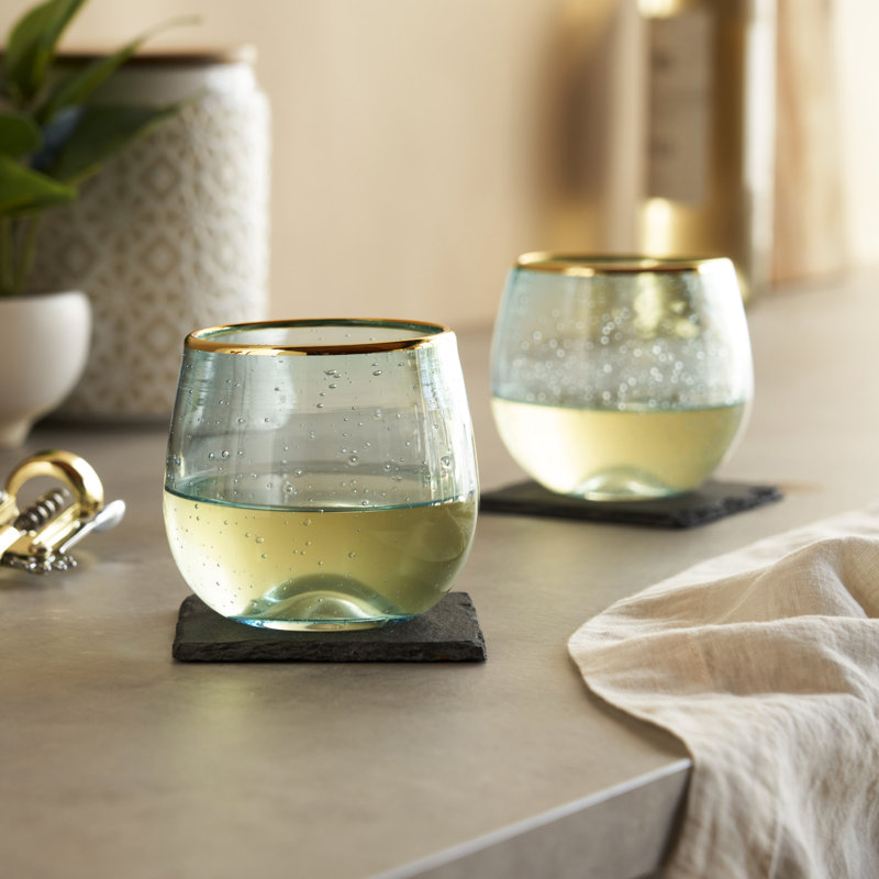 Verre à vin sans pied Seaside Bubble, Aigue-marine