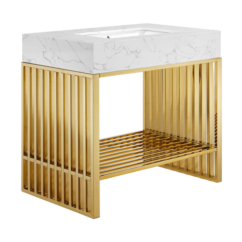 Meuble-lavabo 36 po Modway Gridiron, Or
