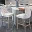 Tabourets de bar rembourrés en velours avec garniture cloutée chromée et pieds en bois (beige, ensemble de 2)-92115745-92115747-92115751